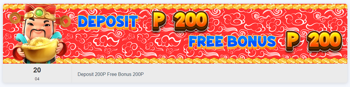 Deposit 200P Free Bonus 200P Banner