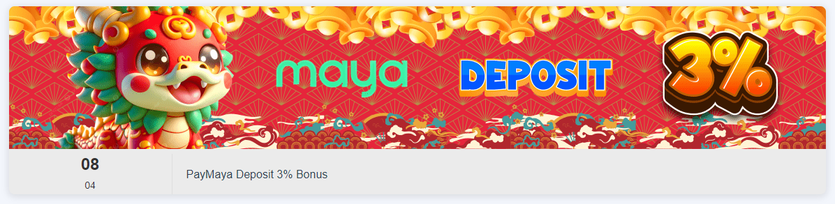 PayMaya Deposit 3% Bonus Banner